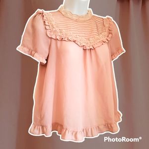 Forever 21 Charming Blush Blouse with Ruffle and Lace
